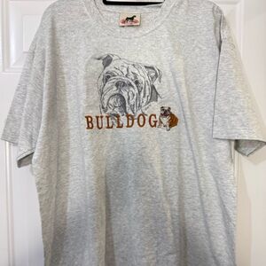 Gr8 Dog Classic With Embroidered Bull Dog Gray Line T-Shirt  Size XL